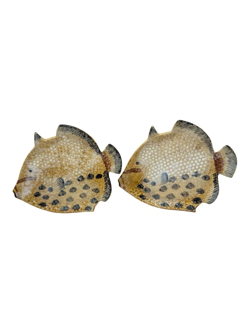 Vintage Ceramic Tropical Fish Dishes Set of 2 Coastal Beach Decor 10” x 8”